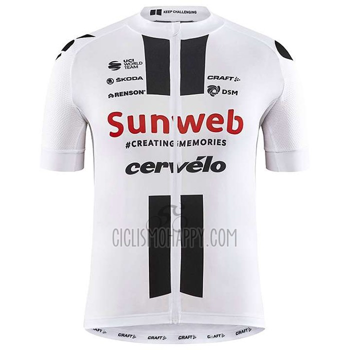 Sunweb Cycling Jersey Bib Short 2020 Short Sleeve White